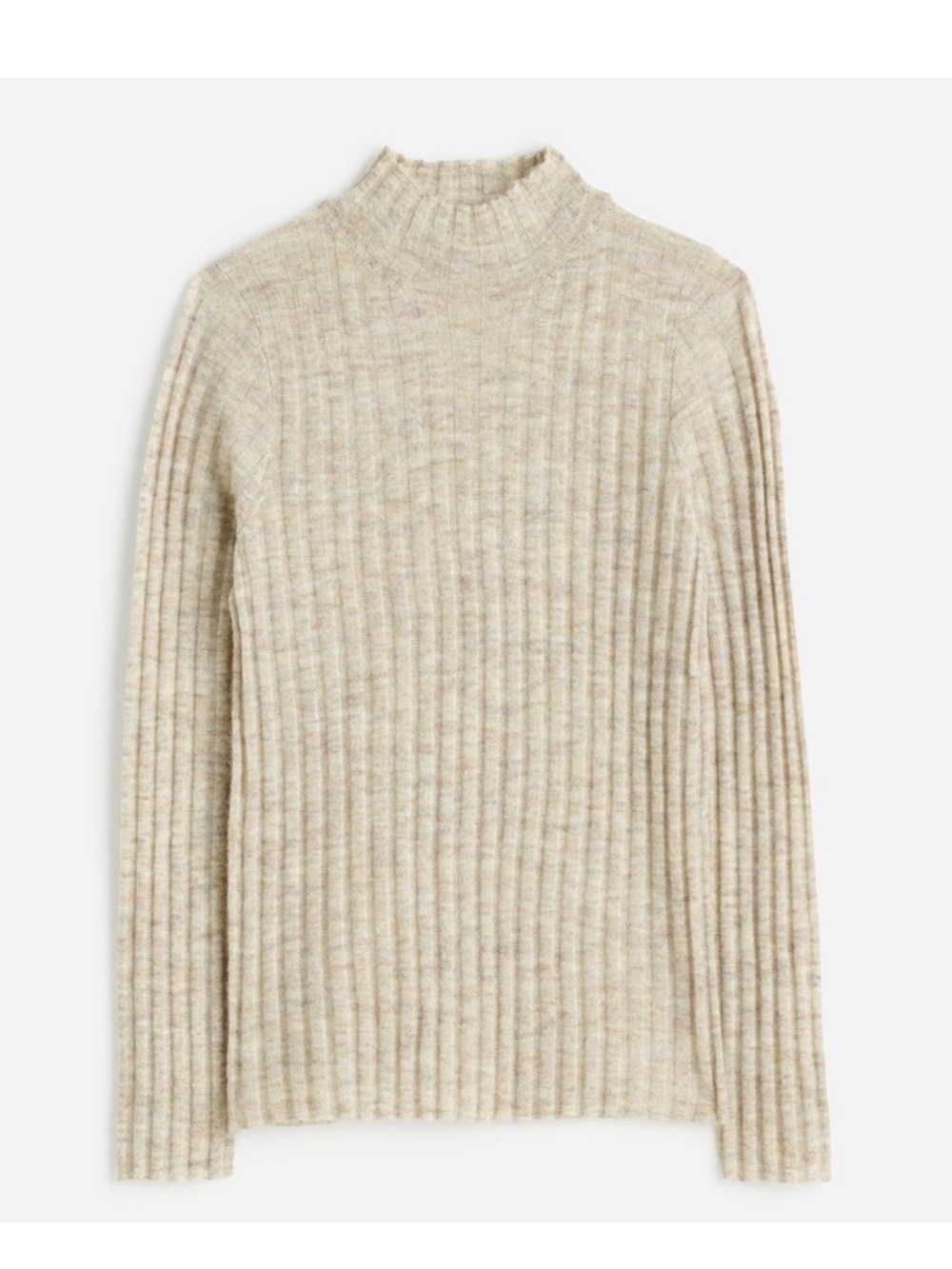Madewell Ribbed Alpaca-Blend Mock Neck Sweater in Heather Stone